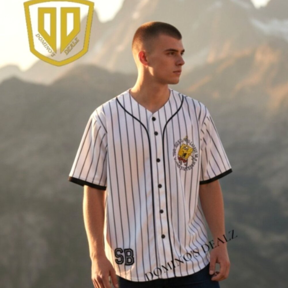SPONGE BOB SQUARE PANTS‎ Men's Baseball Shirt L, Button Up, Short Sleeves